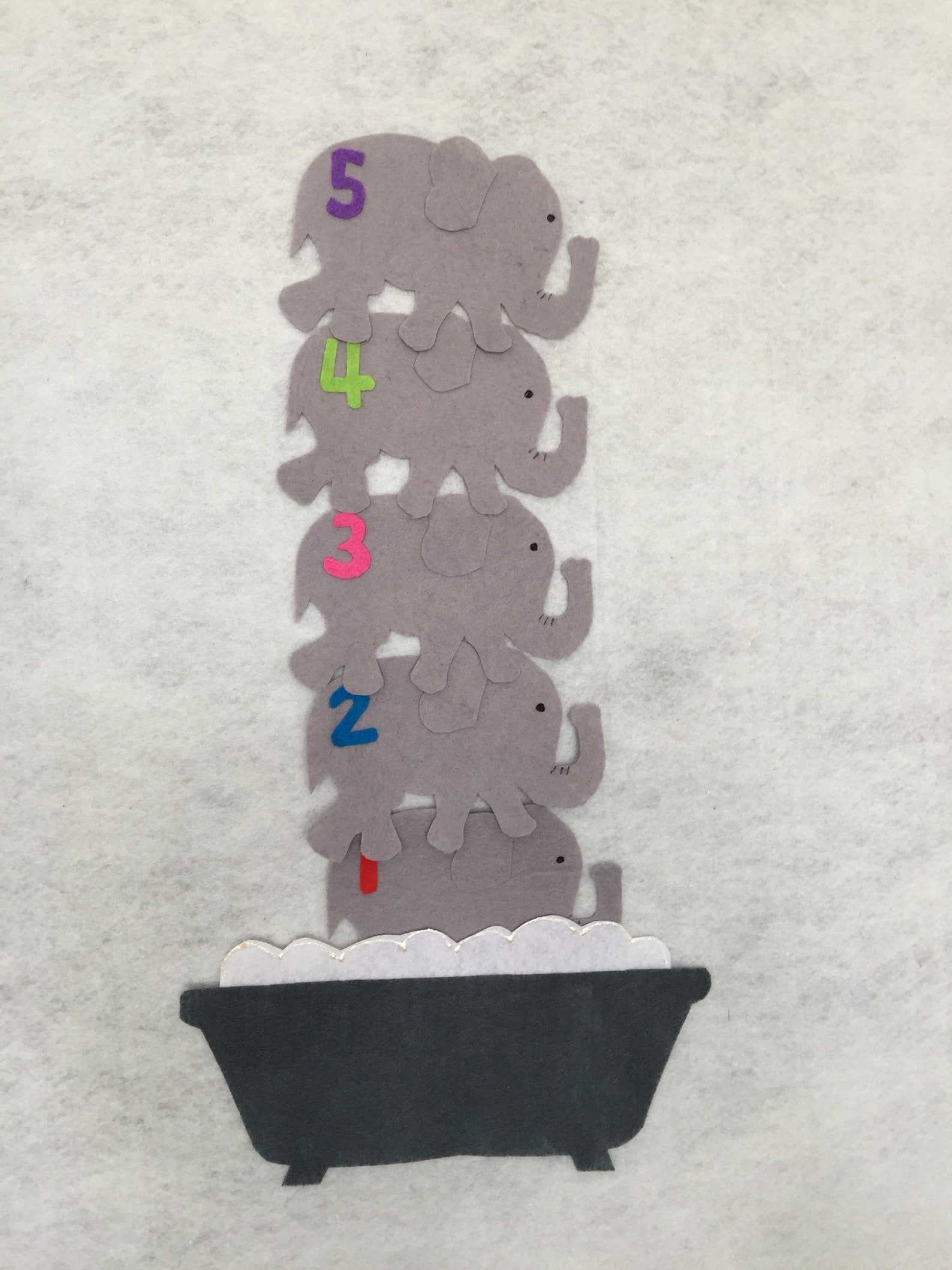 5 Elephants Went Out to Play Felt Story/5 Elephants Bathtub Flannel ...