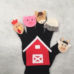 Vijf kleine pompoenen/bijen/sneeuwvlokken/gespikkelde kikkers/vissen/apen/eenden/appels/oude McDonald had een boerderij Finger Play Glove/Felt Puppet Glove afbeelding 7