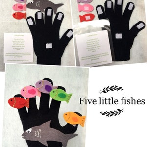 Vijf kleine pompoenen/bijen/sneeuwvlokken/gespikkelde kikkers/vissen/apen/eenden/appels/oude McDonald had een boerderij Finger Play Glove/Felt Puppet Glove afbeelding 4