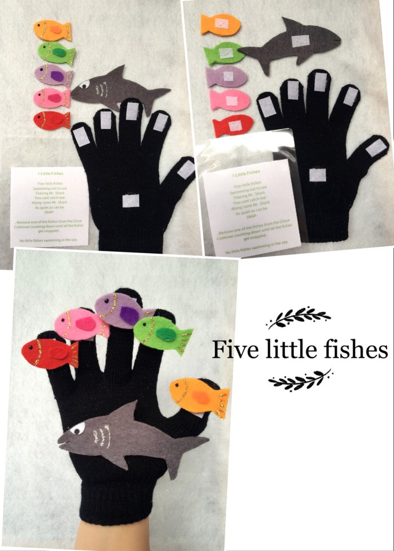 Five Little Pumpkins/bees/snowflakes/speckled frogs/fishes/monkeys/ducks/apples/Old McDonald had a farm Finger Play Glove/ Felt Puppet Glove image 4