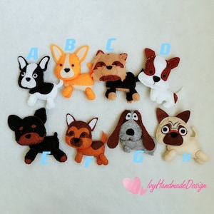 Títere de fieltro para perros / Personalice su adorno para perros / Regalo personalizado / Juego de simulación / Llavero para cachorros / Mascotas / Juguete de juego de imán para cachorros / Espectáculo de marionetas / Fieltro de animales