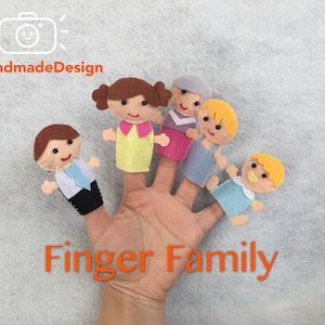 Family Finger Puppet/Handmade Happy Family felt Finger Puppets/DIY/Daddy Finger/Mommy Finger/Felt story/Circle Time/Puppet set/Customized