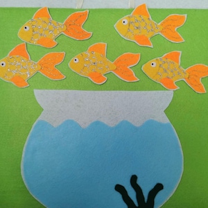 Five Fancy Goldfish at the pet store Flannel Felt Story/Preschool Felt Set/Teacher Story/numbers/Circle Time/Teaching Resource/Felt Animals