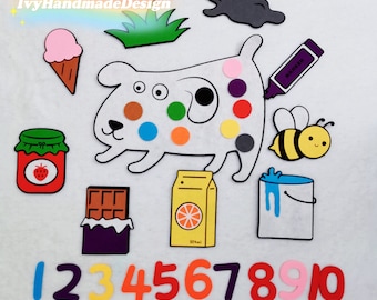 Dog's Colorful Day felt story set/teaching resource/ Flannel Board /Preschool/Teacher Story/Circle Time/Teaching Resource/Felt Animals/Gift