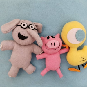 Elephant Pig Driver Duck Knuffle Bunny story plush Toy/felt story book/Stuffed Animal puppet/Stuffed fleece nursery decor/Gift/Photo prop