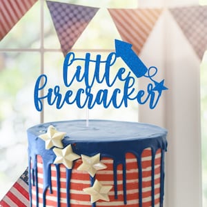 Little Firecracker Cake Topper, 4th of July Cake Topper, Baby shower Cake Topper