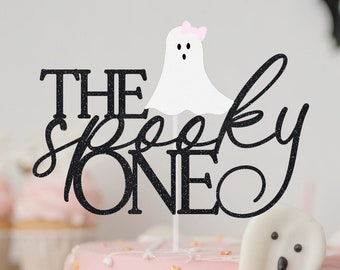 The spooky ONE girl ghost Cake Topper, Girl Ghost with bow Cake Topper,Spooky One Cake Topper, Ghost Cake Topper, First Birthday Cake Topper