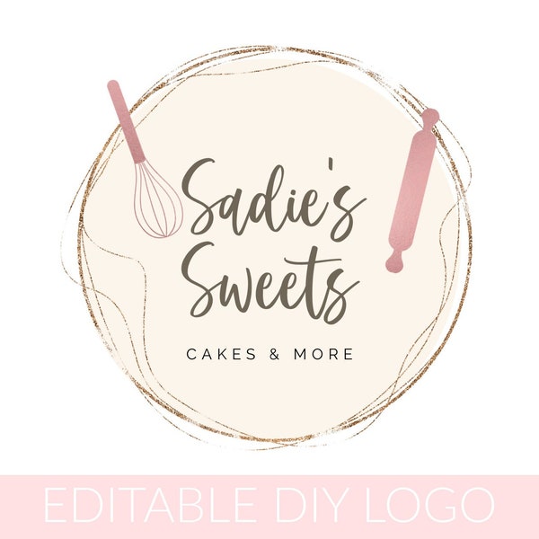 Baking Business Logo, Baker Logo, Sweets Logo, Diy Branding, Logo Template