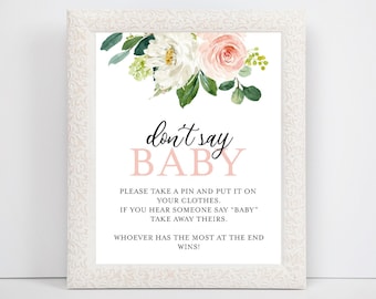 Don't say Baby Printable, Baby Shower Printable , Instant Download