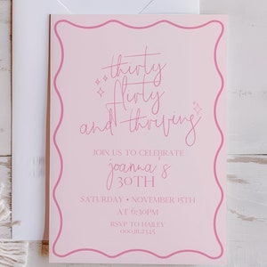 Thirty Flirty and Thriving Invitation, 30th Birthday, Pink Birthday Invite