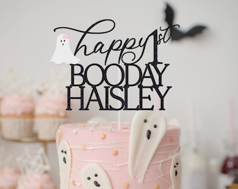Happy BOO DAY Cake Topper, Halloween Cake Topper, Ghost Cake Topper, Boo Day Name Topper, Age and Name Birthday Topper