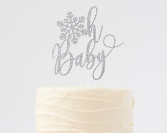 Oh Baby Snowflake Cake Topper, Baby Shower Snowflake Cake Topper, Winter Wonderland Baby Shower