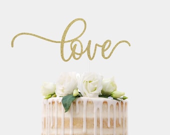 Gold Love Wedding Cake Topper | Style Me Pretty