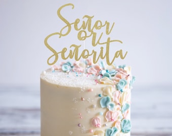 Señor or Señorita Cake Topper, Fiesta Gender Reveal, Gender Reveal Cake Topper