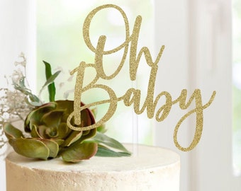 Glitter "Oh Baby" Cake Topper, Baby Shower Decor