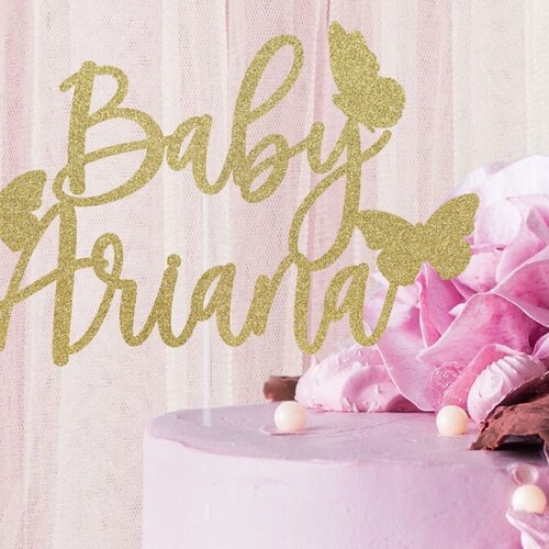 Butterfly Baby Shower Cake Topper Name With Butterflies Baby Etsy