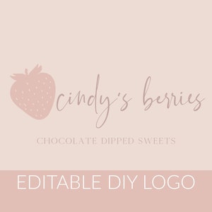 Strawberry Logo, Sweet Treats Logo, Dipped Sweets Logo, Chocolate Strawberries, Rosey Beige Logo