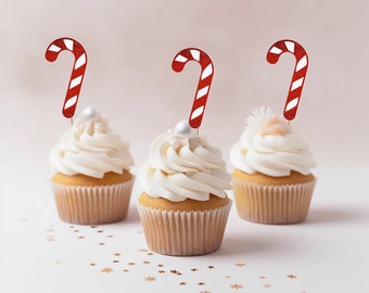 Candy Cane Cupcake Toppers