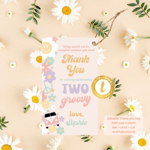 Two Groovy Thank you Tag, Groovy Birthday Favor Tag, Thank you Tag