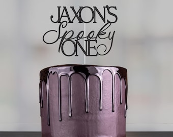 Spooky ONE Glitter Cake Topper, Halloween First Birthday, Personalized Name