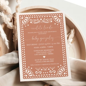 Faire-part de baby shower Cielito Lindo, Invitation de baby shower Talavera, Invitation de Papel Picado