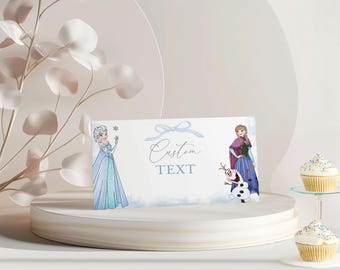 Karta żywnościowa składana na namiot z motywem Krainy Lodu, etykieta z motywem Krainy Lodu, karty miejsc