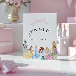 Princess Favors Sign, Party Favors, Princess Theme
