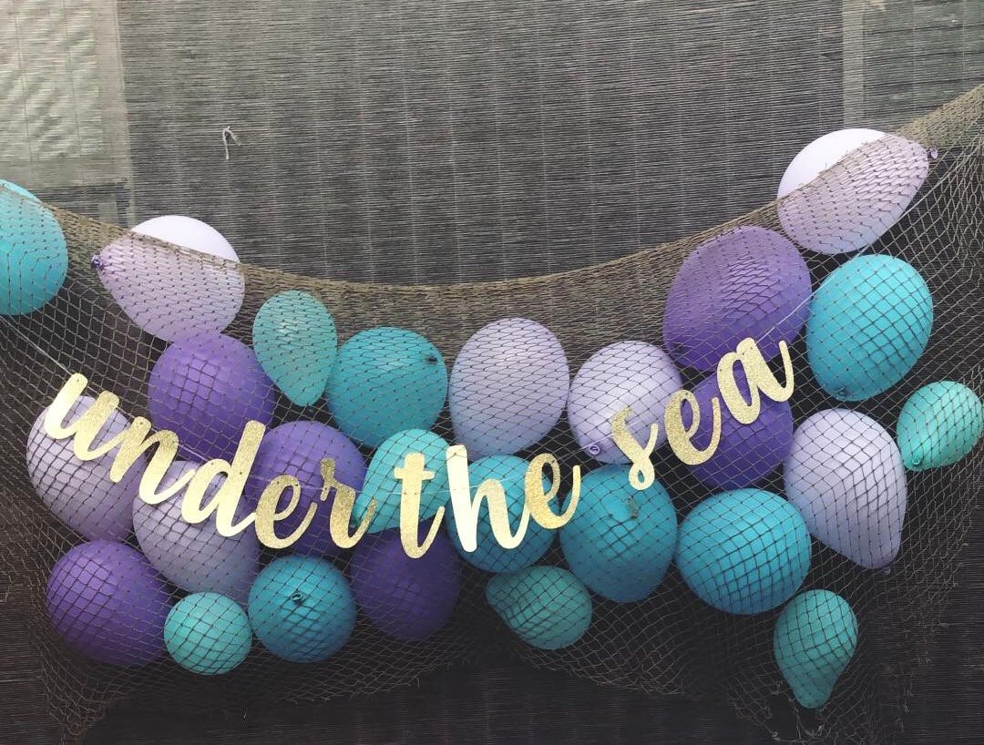 Under The Sea Banner, Mermaid Party Banner, Glitter Banner