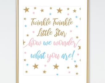 Twinkle Twinkle Little Star Gender Reveal INSTANT DOWNLOAD Printable