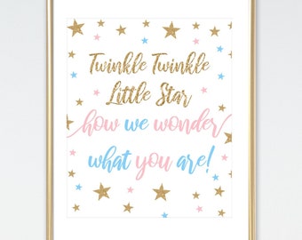 Twinkle Twinkle Little Star Gender Reveal INSTANT DOWNLOAD Printable