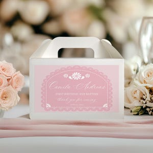 Cielito Lindo-label doopgeveldoos, talavera-doopsel en 1e verjaardagsfeestje gunstlabels