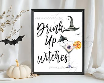 Afdrukbaar bord heksen opdrinken, afdrukbare Halloween-balk