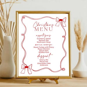 Placa de menu de feriado, menu de jantar, modelo editável, menu de Natal
