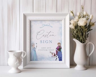 Frozen Theme Custom Sign, Editable Template