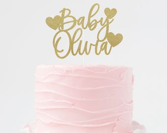 Valentine Baby Shower Cake Topper, Name with Hearts Baby Shower Cake Topper, Sweetheart Baby Shower Cake topper