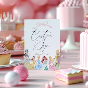 Cartello personalizzato per il compleanno della principessa, modello modificabile