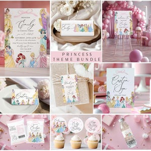 Princess Birthday Bundle, Princess Birthday Editable Templates