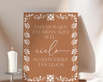 Spanish Memorial Sign, En memoria, Si el cielo no estuviera tan lejos