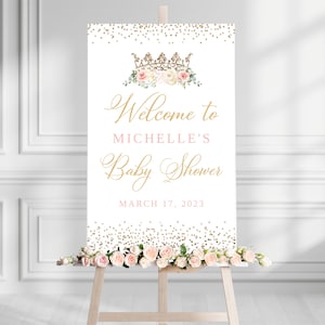 Little Princess Baby Shower Welcome Sign, Princess Themed Baby Shower, Princess Crown Baby Shower