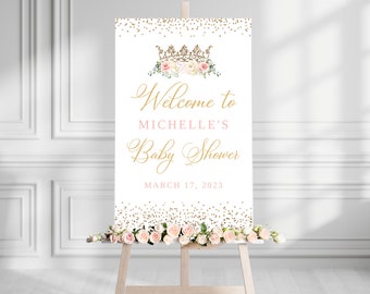 Little Princess Baby Shower Welcome Sign, Princess Themed Baby Shower, Princess Crown Baby Shower
