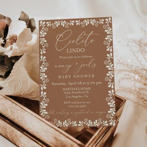 Cielito Lindo babyshoweruitnodiging, talavera thema babyshoweruitnodiging, bewerkbare sjabloon