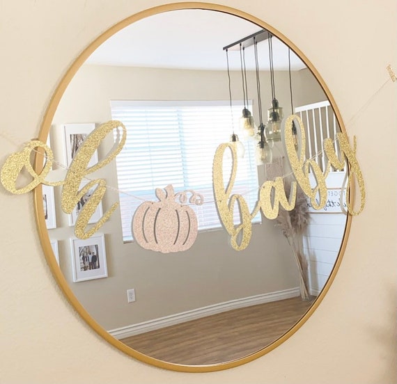 Gold Glitter 'Oh Baby' Banner, Pumpkin Baby Shower Decor