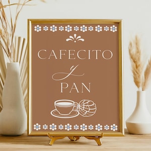Sinal de Talavera Cafecito, sinal para impressão de estação de café, modelo editável, sinal de Cafecito y Pan