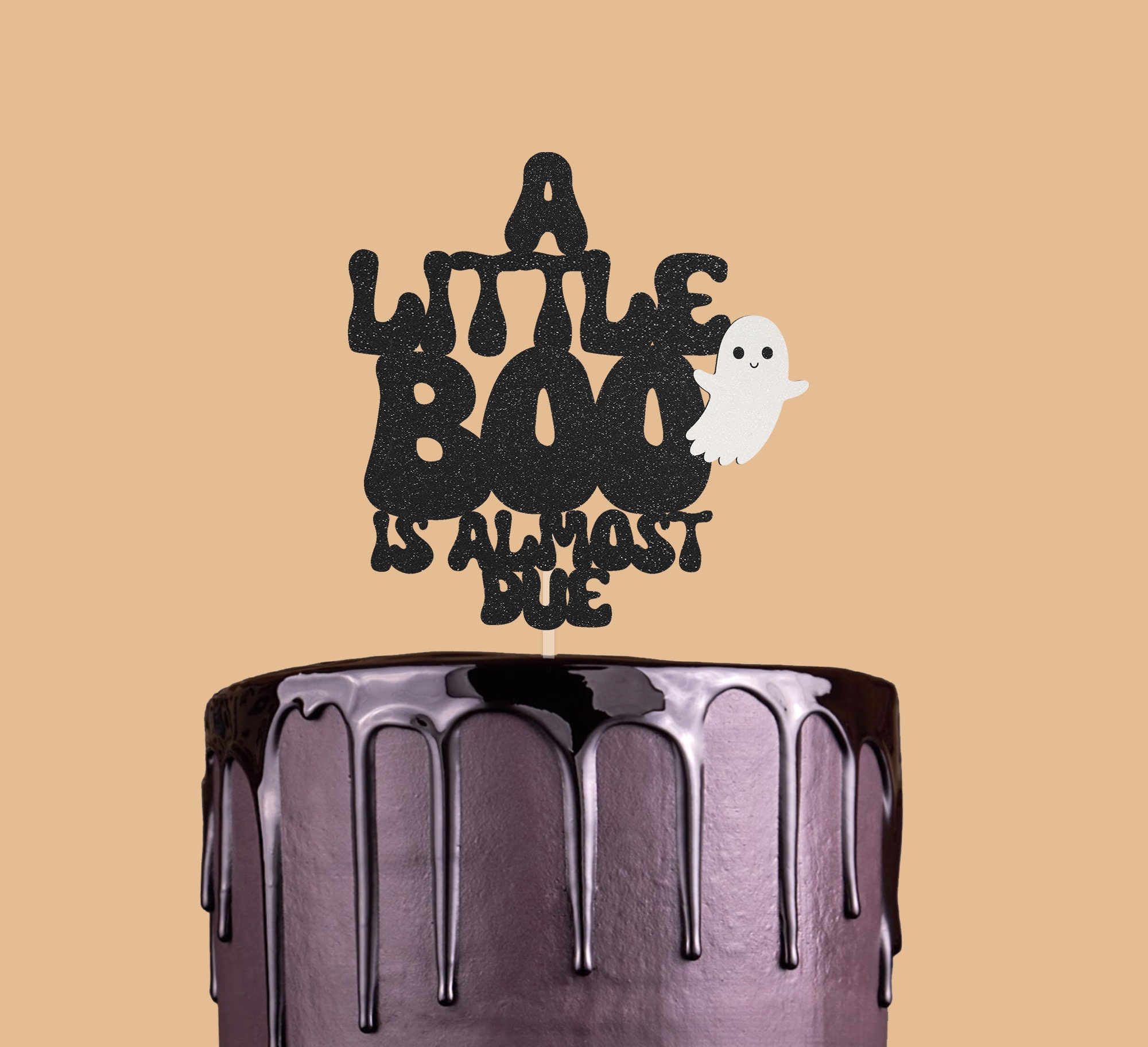 A little boo is almost due Cake Topper, Halloween Baby Shower, Ghost Cake Topper