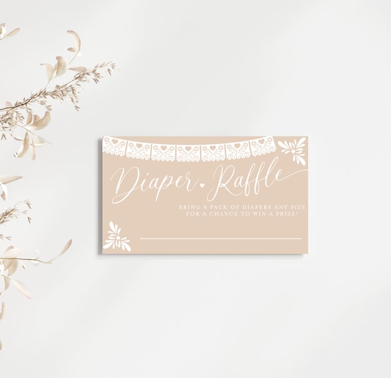 Cielito Lindo Diaper Raffle Card Editable, Papel Picado Baby Shower Diaper Raffle Card, Editable Template