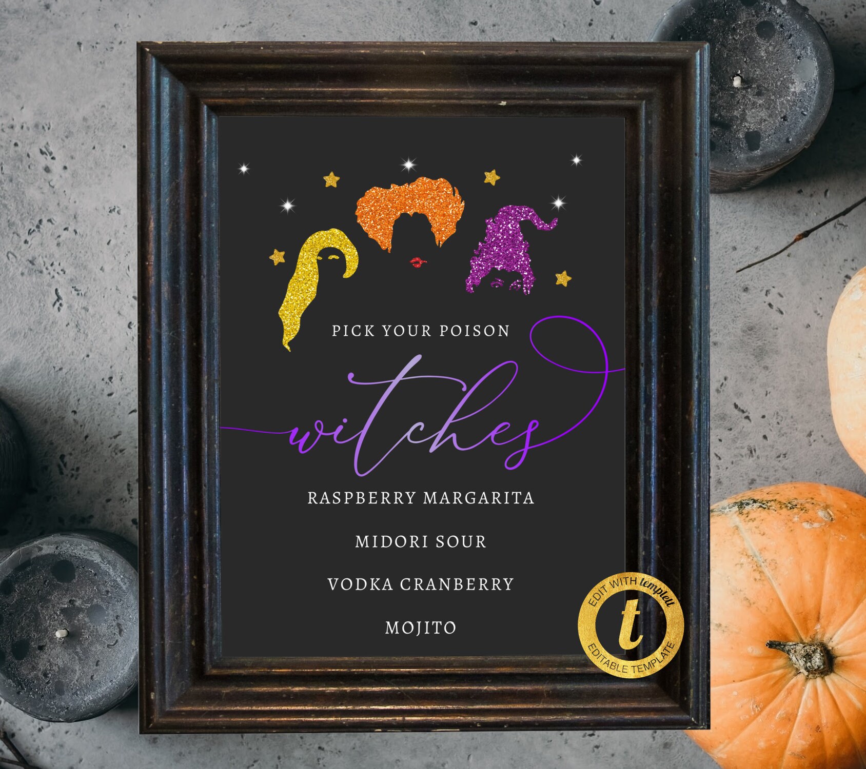 Hocus Pocus Bar Menu Printable, Halloween Bar Menu Printable, Hocus