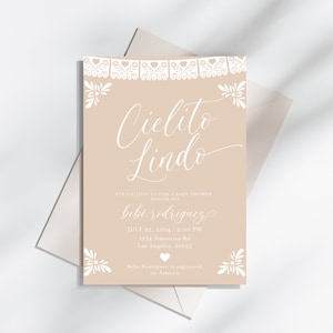 Cielito Lindo Baby Shower Invitation, Talavera Theme Baby Shower Invitation, Papel Picado Baby Shower Invitation