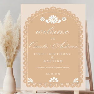 Cielito Lindo Welcome Sign, Baptism Welcome Sign, Paper Picado Welcome Printable Sign, First Birthday Welcome, Fiesta Editable Template