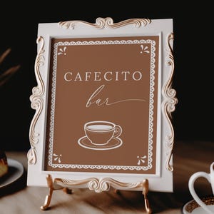 Placa de Cafecito em Talavera, Placa para impressão de Coffee Station, Modelo editável, Placa de bar Cafecito