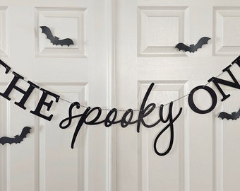 Black Glitter 'The Spooky One' Banner, Halloween Birthday Decor